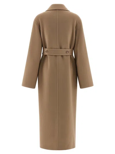 Alberta Ferretti Double Cloth Coat Coats And Trench Coats Beige In Brown