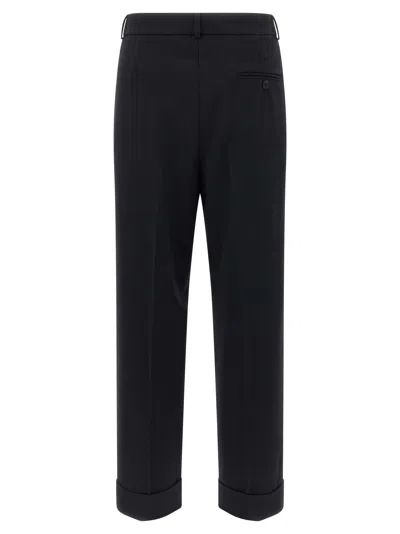 Alberto Biani Tailored Trousers With Cuffed Hem And Pleats In Blue