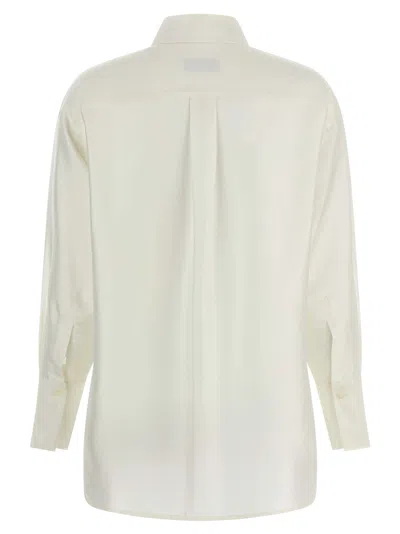 Alberto Biani Comfort Fit Silk Shirt With Asymmetrical Hem In White