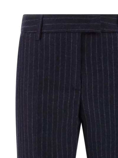 Alberto Biani Franca Pinstripe Wool Trousers In Black