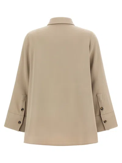 Alberto Biani Three Quarter Sleeve Relaxed Fit Shirt In Brown