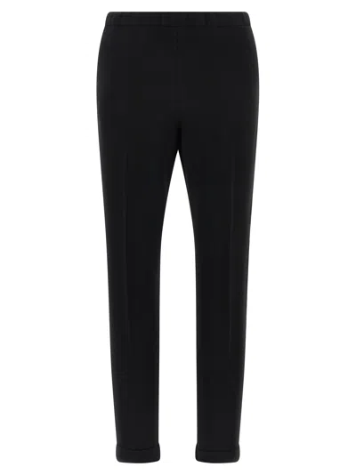 Alberto Biani Cigarette Style Cady Pants With Adjustable Drawstring In Black