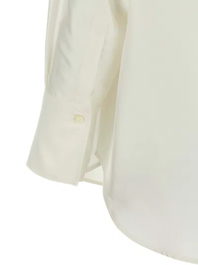 Alberto Biani Comfort Fit Silk Shirt With Asymmetrical Hem In White