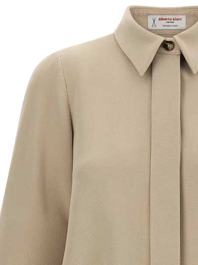 Alberto Biani Three Quarter Sleeve Relaxed Fit Shirt In Brown
