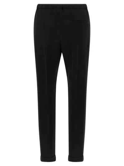 Alberto Biani Cigarette Style Cady Pants With Adjustable Drawstring In Black