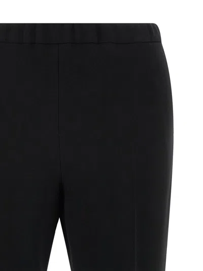 Alberto Biani Cigarette Style Cady Pants With Adjustable Drawstring In Black