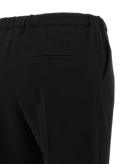 Alberto Biani Cigarette Style Cady Pants With Adjustable Drawstring In Black