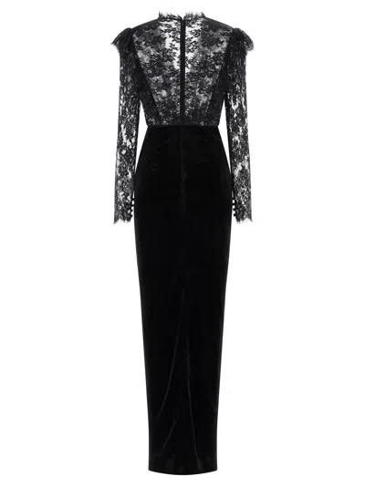Alessandra Rich Women Velvet And Lace Dress In Multi
