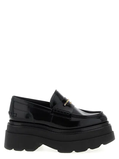 Alexander Wang ‘carter' Logo Leather Platform Loafers In Black