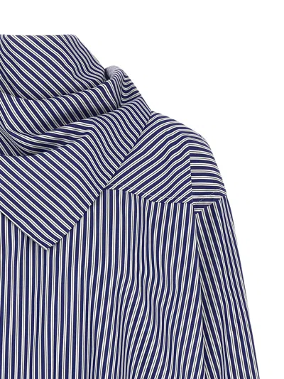 Ami Alexandre Mattiussi Ami Paris Blue Striped Poplin Shirt With Scarf Women In Blue