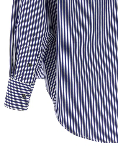 Ami Alexandre Mattiussi Ami Paris Blue Striped Poplin Shirt With Scarf Women In Blue