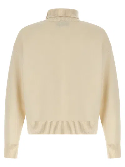 Ami Alexandre Mattiussi Turtleneck Sweater Featuring Long Sleeves And Ribbed Edges In Neutral