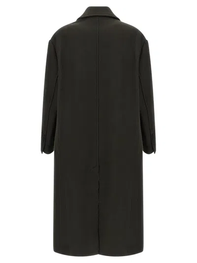 Ami Alexandre Mattiussi Ami Paris Anthracite Grey Double-breasted Wool Coat Men In Black
