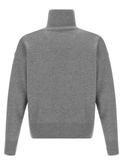Ami Alexandre Mattiussi Puff Logo Sweater Sweaters And Cardigans Gray In Gray