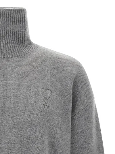 Ami Alexandre Mattiussi Puff Logo Sweater Sweaters And Cardigans Gray In Gray