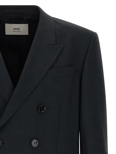 Ami Alexandre Mattiussi Tailored Wool Blazer Featuring Notch Lapel In Blue