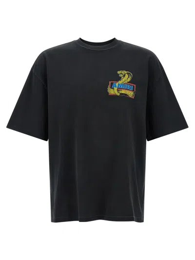 Amiri Crystal Cobra Embellished Printed Cotton-blend Jersey T-shirt In Black