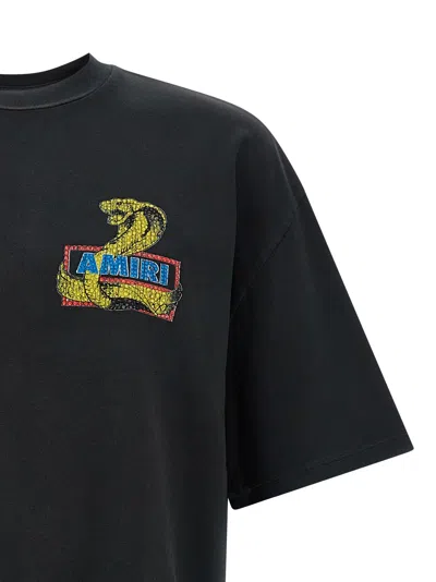 Amiri Crystal Cobra Embellished Printed Cotton-blend Jersey T-shirt In Black