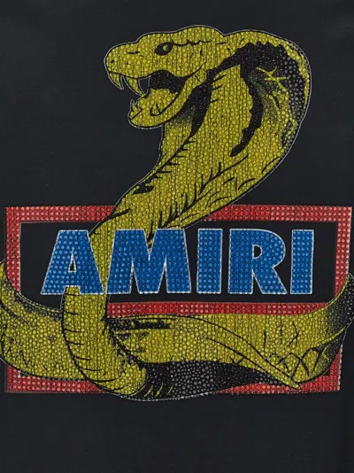Amiri Crystal Cobra Embellished Printed Cotton-blend Jersey T-shirt In Black
