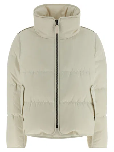 Yves Salomon Fur Insert Cropped Down Jacket Puffer Jackets White In Gold