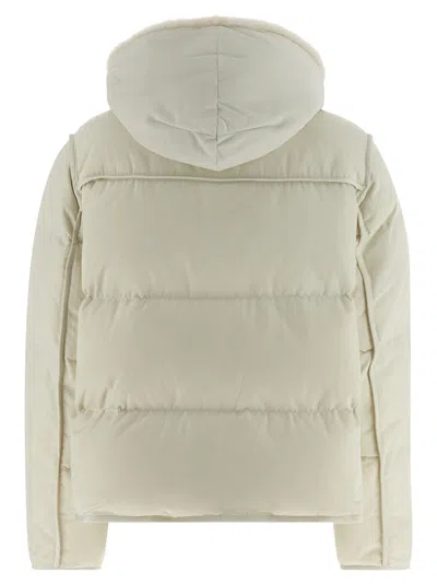 Yves Salomon Fur Insert Cropped Down Jacket Puffer Jackets White In Gold