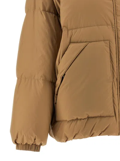 Yves Salomon Fur Insert Down Jacket Puffer Jackets Beige In Brown