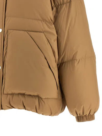 Yves Salomon Fur Insert Down Jacket Puffer Jackets Beige In Brown