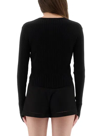 Vivienne Westwood Cropped Fitted Knit Sweater With Button Placket In Black