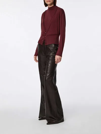 Dorothee Schumacher Virgin Merino-silk V-neck Cardigan In Burgundy