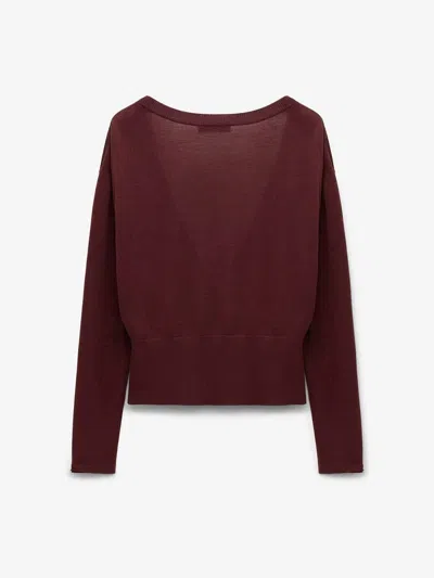Dorothee Schumacher Virgin Merino-silk V-neck Cardigan In Burgundy