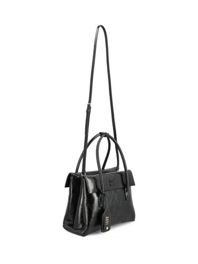 Miu Miu Solitaire Bag In Shiny Leather In Black
