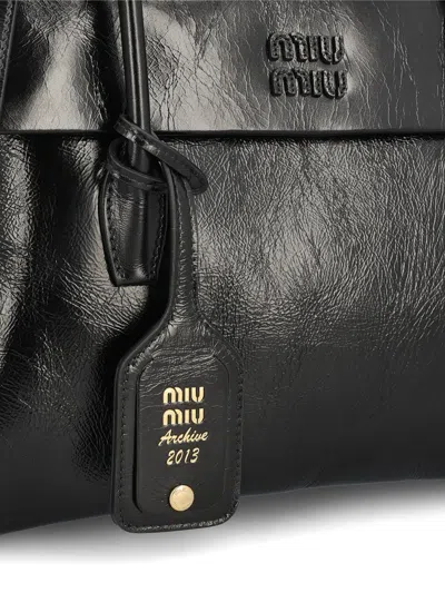 Miu Miu Solitaire Bag In Shiny Leather In Black