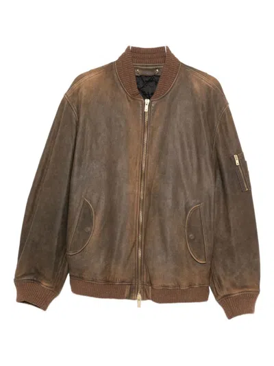 Golden Goose Lamb Leather Jacket With Long Sleeves And Pockets In Green