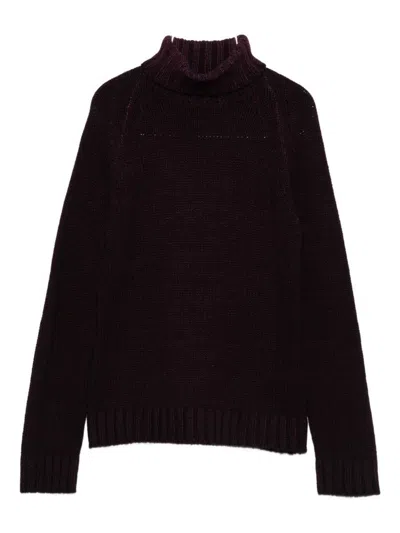 Base Turtleneck Ribbed Sweater In Red