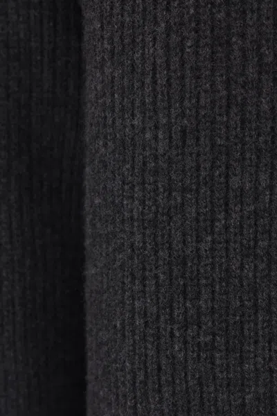 Gucci Grey Crewneck Sweater With Logo Lettering Embroidery On The Front In Wool Man In Animal Print
