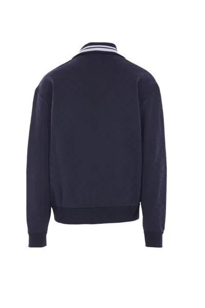 Gucci Gg-pattern Zip-up Sweatshirt In Blue