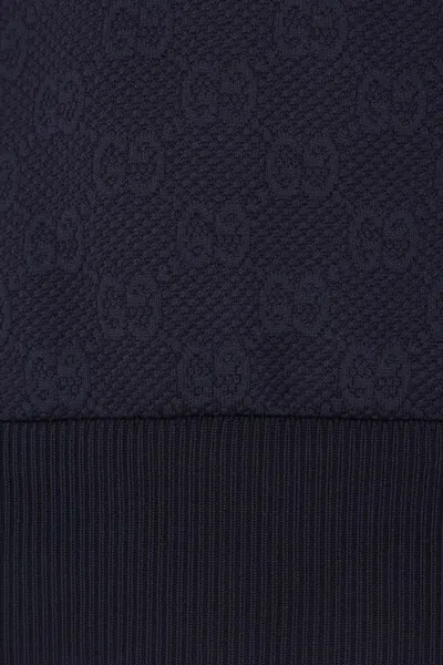 Gucci Gg-pattern Zip-up Sweatshirt In Blue