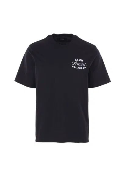 Amiri Black Crewneck T-shirt With Logo Lettering On The Front And Maxi Logo Print On The Rear In Cotton Ma In Black
