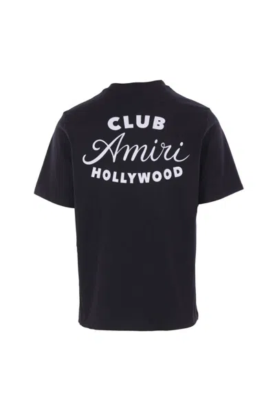 Amiri Black Crewneck T-shirt With Logo Lettering On The Front And Maxi Logo Print On The Rear In Cotton Ma In Black