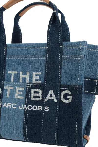 Marc Jacobs Medium Denim Tote Bag With Logo Embroidery In Blue