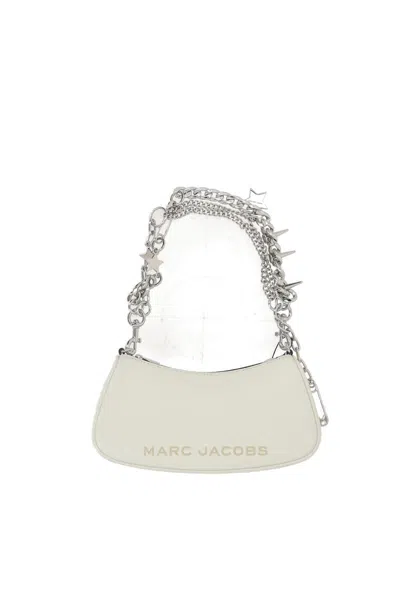 Marc Jacobs Contemporary White Shoulder Bag With Adjustable Chain And Embossed Logo In White