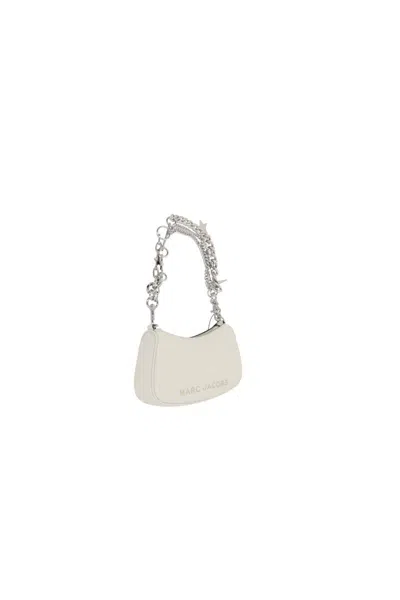 Marc Jacobs Contemporary White Shoulder Bag With Adjustable Chain And Embossed Logo In White