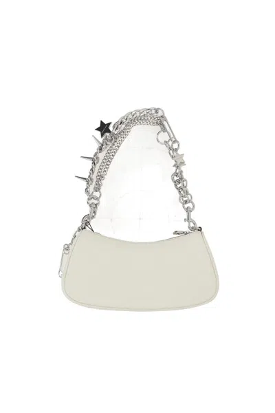 Marc Jacobs Contemporary White Shoulder Bag With Adjustable Chain And Embossed Logo In White