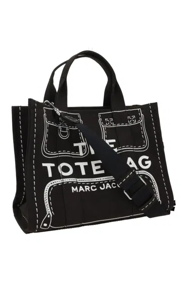 Marc Jacobs The Trompe Loeil Cargo Canvas Medium Tote Bag In Black