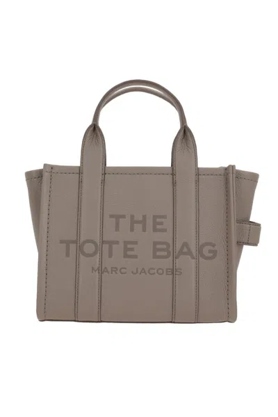 Marc Jacobs Structured Small Tote With Adjustable Strap And Embossed Logo In Gray