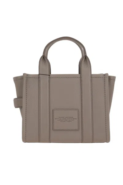 Marc Jacobs Structured Small Tote With Adjustable Strap And Embossed Logo In Gray