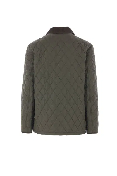 Burberry Padded Corduroy-trimmed Quilted Shell Jacket In Green