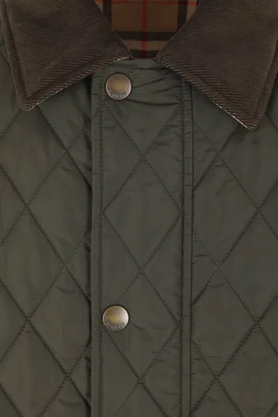 Burberry Padded Corduroy-trimmed Quilted Shell Jacket In Green