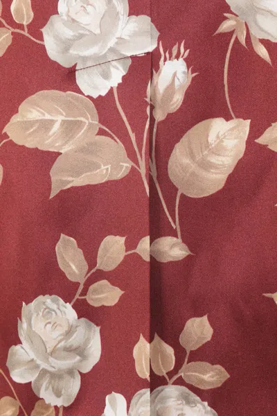 Dolce & Gabbana Dolce&gabbana Burgundy Satin Dress With Floral Print Women In Burgundy