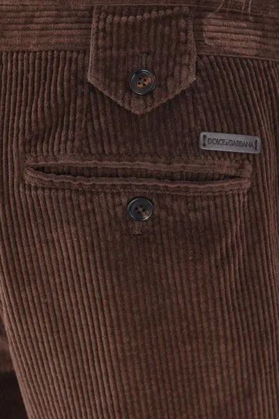 Dolce & Gabbana Men Corduroy Pants In Brown